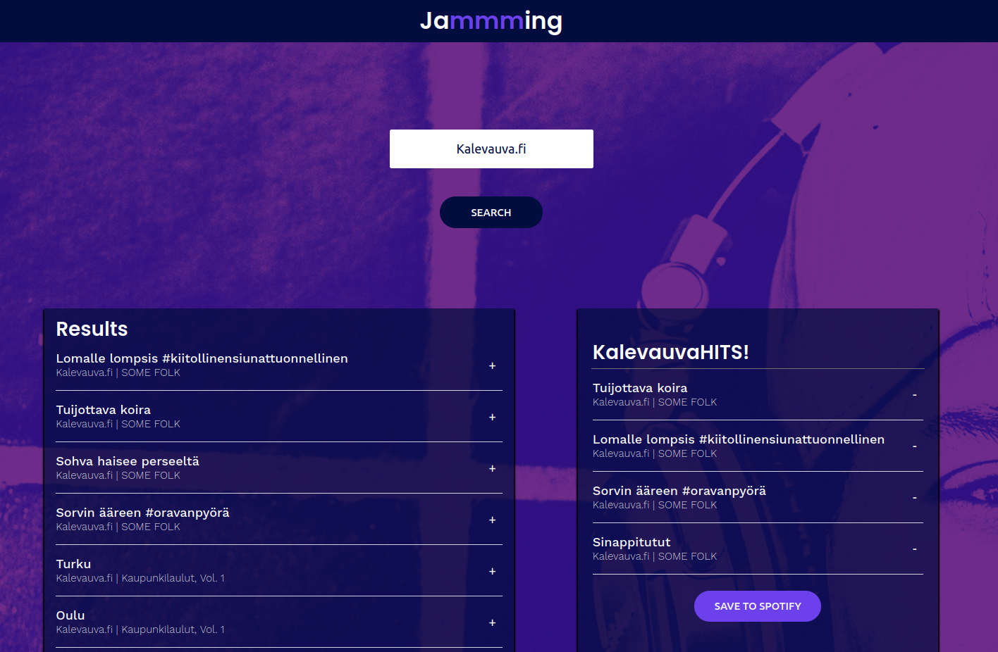 Jamming Spotify Api Screencapture
